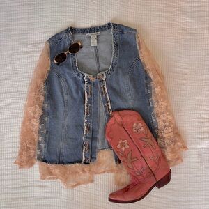 Vintage denim 24/7 100% cotton + 100% poly lace combo size L/XL